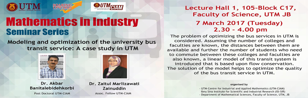 UTM-CIAM Mathematics in Industry Seminar Series