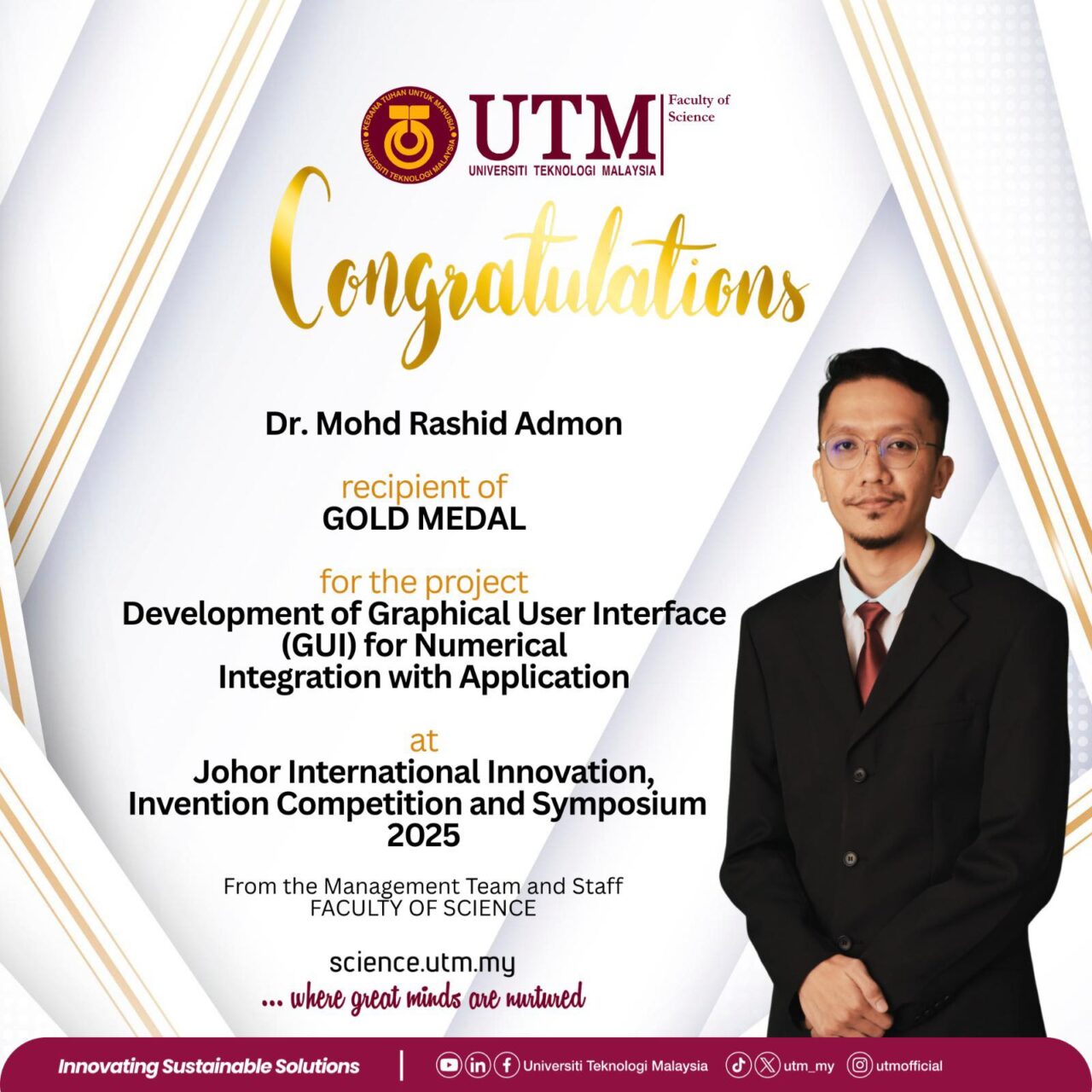 Gold Medal for GUI Innovation by Dr. Rashid | Faculty of Science ...