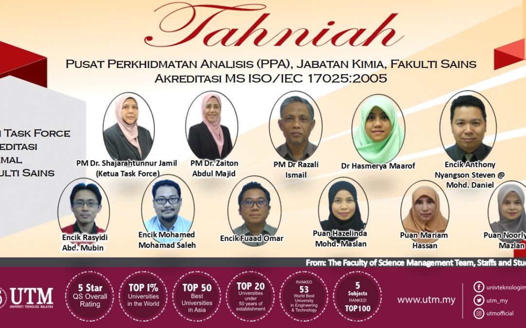 TAHNIAH!!! Ahli Task Force Akreditasi Makmal Fakulti Sains