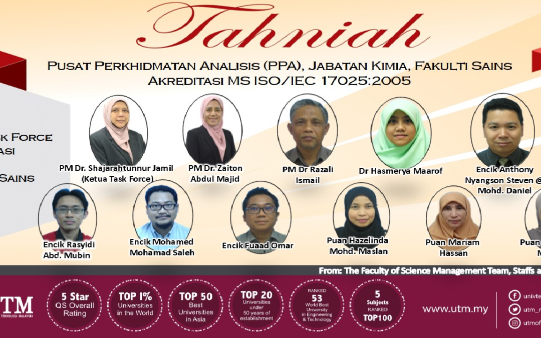 TAHNIAH!!! Ahli Task Force Akreditasi Makmal Fakulti Sains